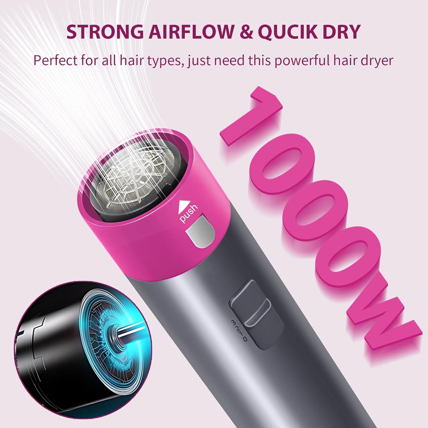 Cepillo de aire caliente 3 en 1 Moldeador de cabello con aire caliente