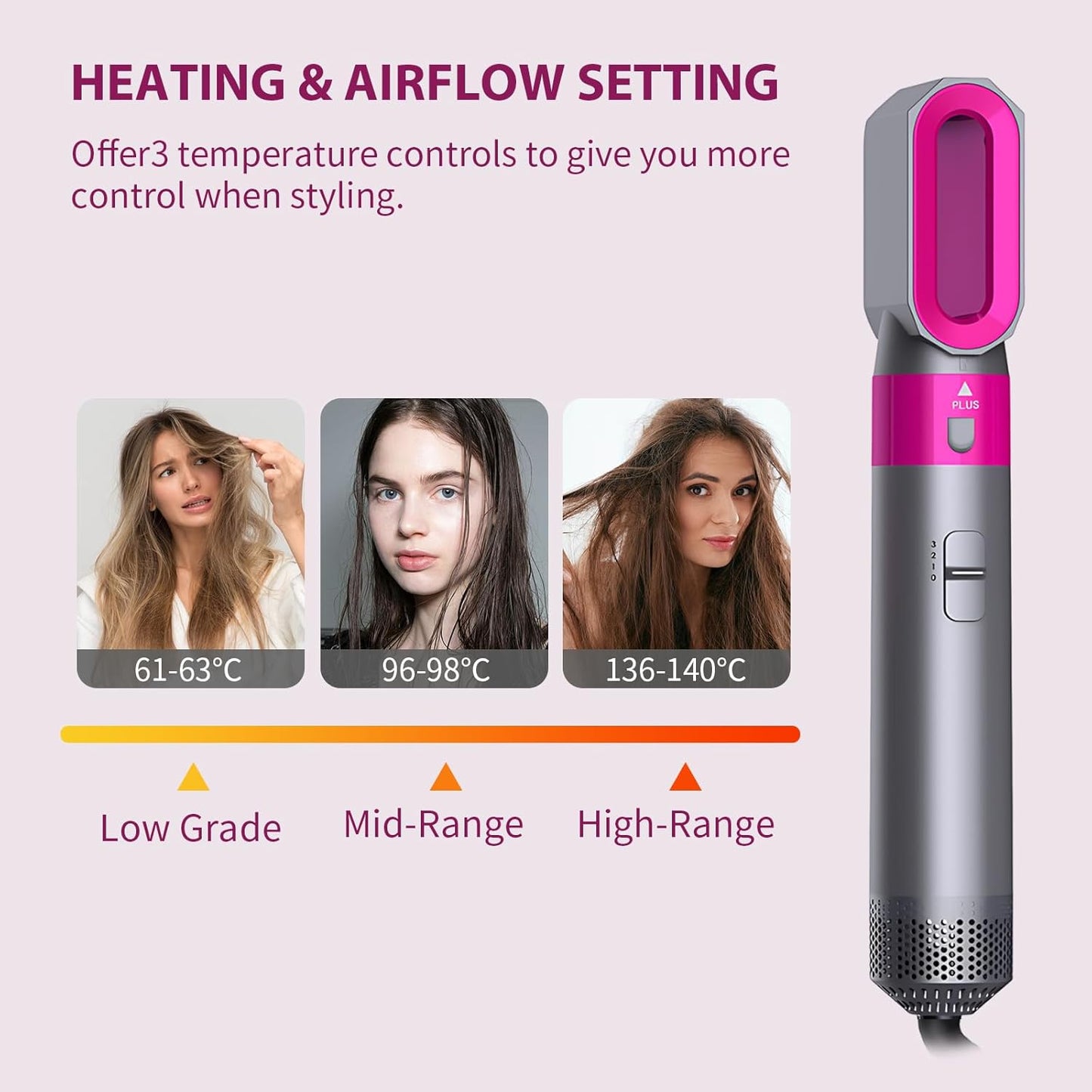 Cepillo de aire caliente 3 en 1 Moldeador de cabello con aire caliente