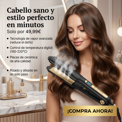 Plancha de Pelo a Vapor – Cabello Liso y Brillante en Minutos Sin Frizz