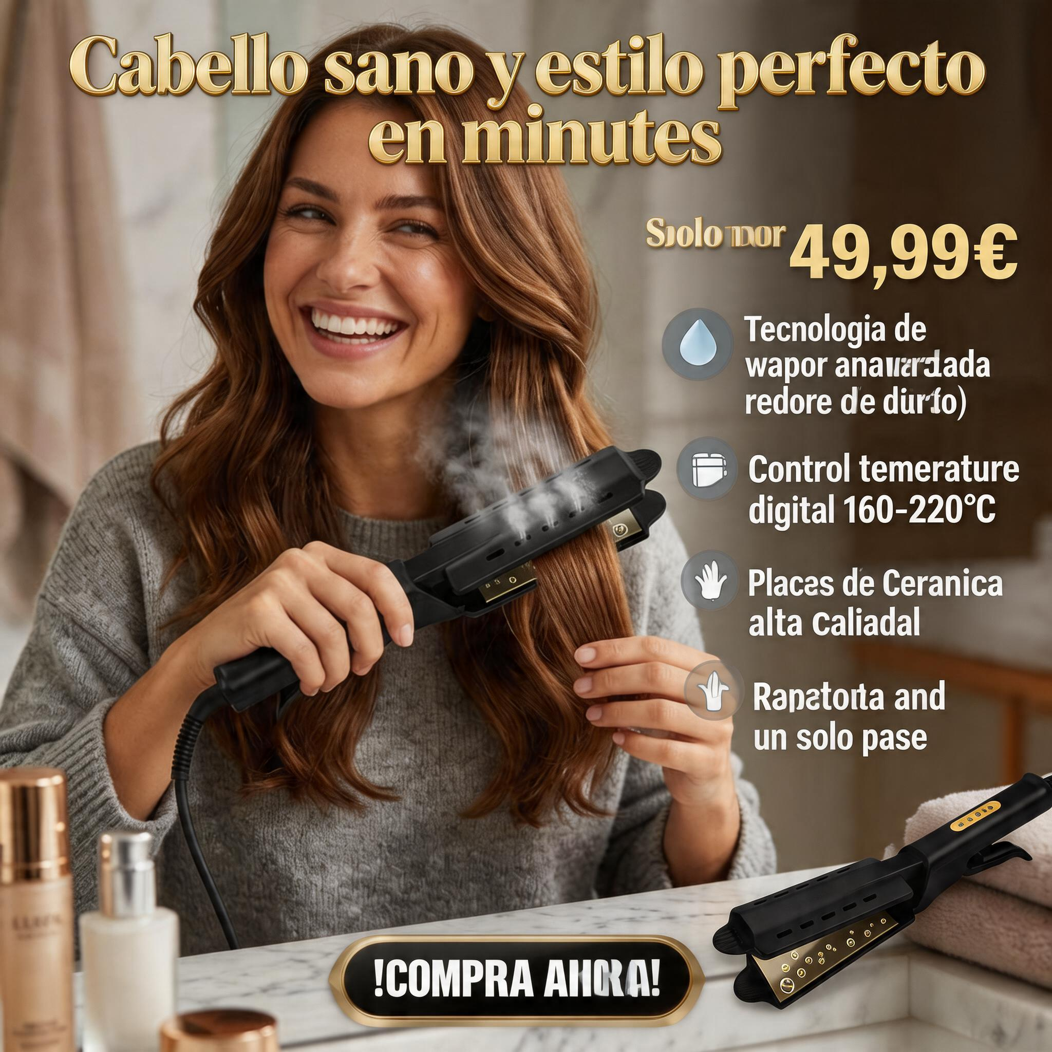 Plancha de Pelo a Vapor – Cabello Liso y Brillante en Minutos Sin Frizz